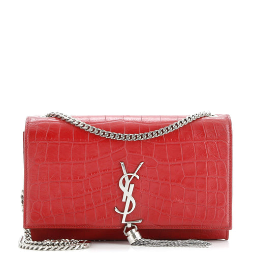 Classic Monogram Tassel Crossbody Bag Crocodile Embossed Leather Medium