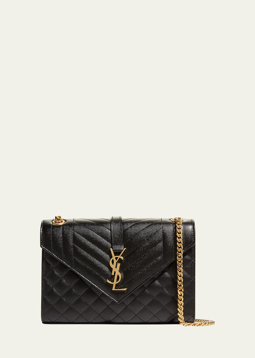 Envelope Triquilt Medium YSL Shoulder Bag in Grained Leather