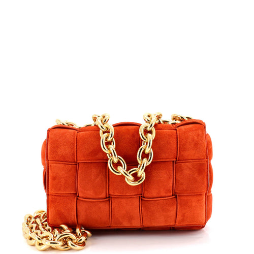Cassette Chain Crossbody Bag Padded Maxi Intrecciato Suede