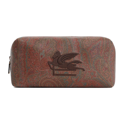 Men's Pegaso Embroidered Paisley Print Wash Bag in Brown | Size UNICA | MP2C0004AA012