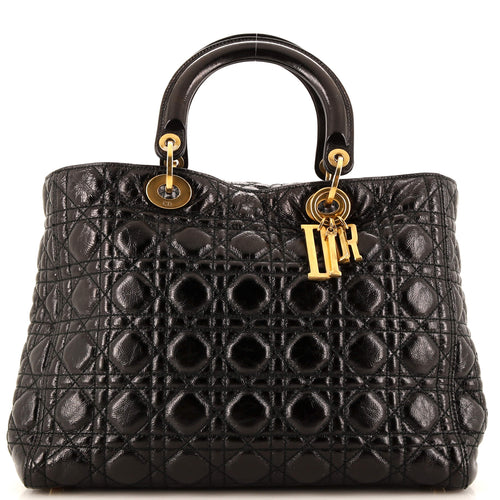 Supple Lady Dior Bag Cannage Crinkled Patent Large