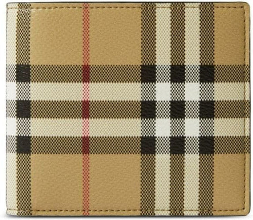 Women's Vintage Check Bifold Leather Wallet in Brown | Size UNICA | 8084174