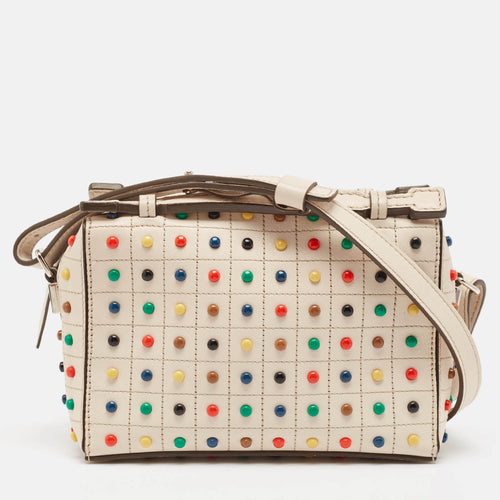 Light Beige Leather Micro Studs Gommino Shoulder Bag
