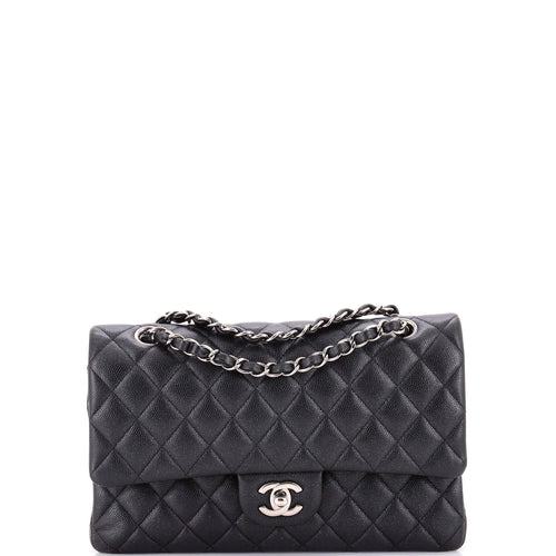 CHANEL Classic Double Flap Bag Quilted Iridescent Caviar Medium