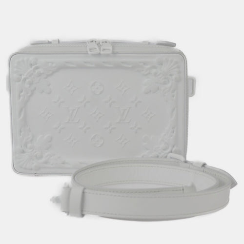 White Calf Leather LV Ornaments Soft Trunk Shoulder Bag