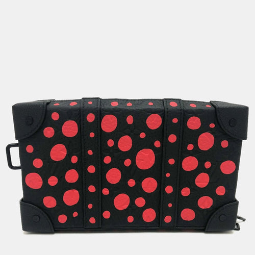 Black Leather Yayoi Kusama Infinity Dots Soft Trunk Shoulder Bag