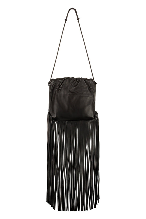 Women's Fringed Leather Shoulder Bag in Black | 630363VCP40 Color 1229