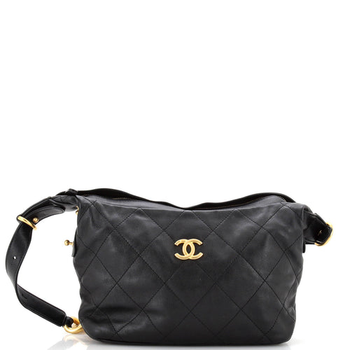 CHANEL Daily Belted Chain Handle Hobo Quilted Calfskin Small