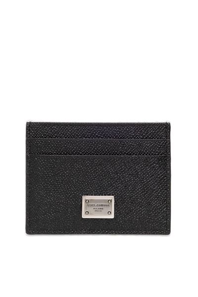 Men's Logo Plaque Cardholder in Black | Size UNICA | BP0330AG219