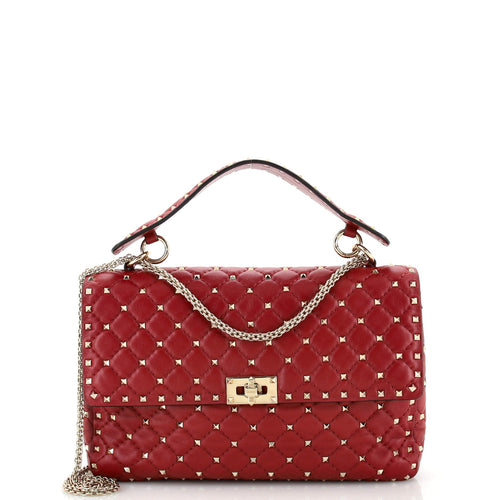 VALENTINO GARAVANI Rockstud Spike Flap Bag Quilted Leather Large