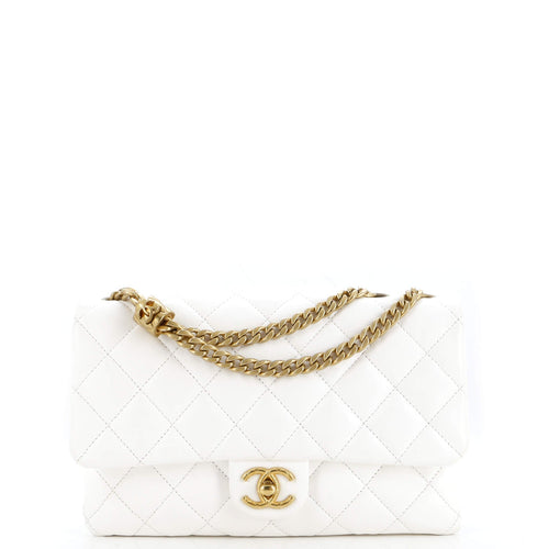 CHANEL Sweet Camellia Adjustable Chain Flap Bag Quilted Lambskin Small