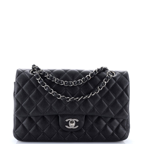 CHANEL Classic Double Flap Bag Quilted Iridescent Caviar Medium