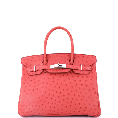 Birkin Handbag Bougainvillier Ostrich with Palladium Hardware 30