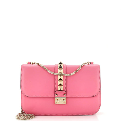 VALENTINO GARAVANI Glam Lock Shoulder Bag Leather Medium