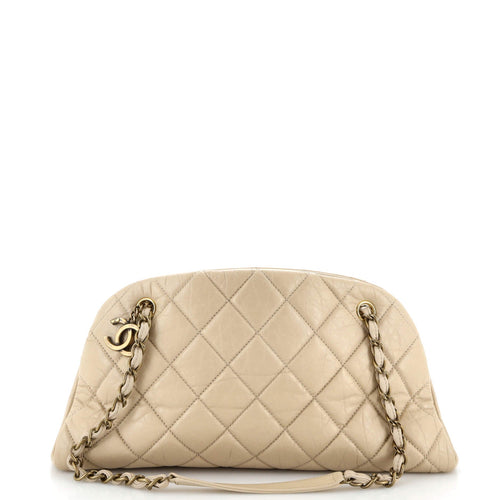 CHANEL Just Mademoiselle Bag Quilted Aged Calfskin Medium
