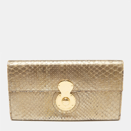 Metallic Gold Python Leather Ricky Continental Wallet