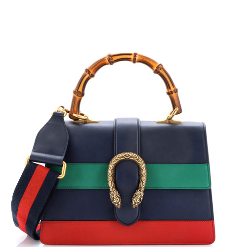 GUCCI Dionysus Bamboo Top Handle Bag Colorblock Leather Medium