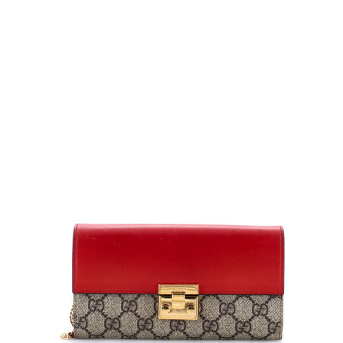GUCCI Padlock Continental Chain Wallet GG Coated Canvas and Leather Long