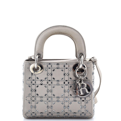 Lady Dior Bag Crystal Embellished Cannage Quilt Satin Mini