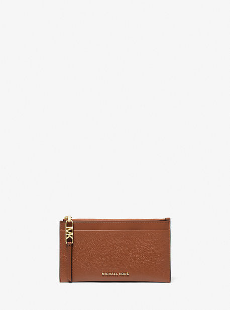MK Empire Large Pebbled Leather Card Case - Brown - Michael Kors