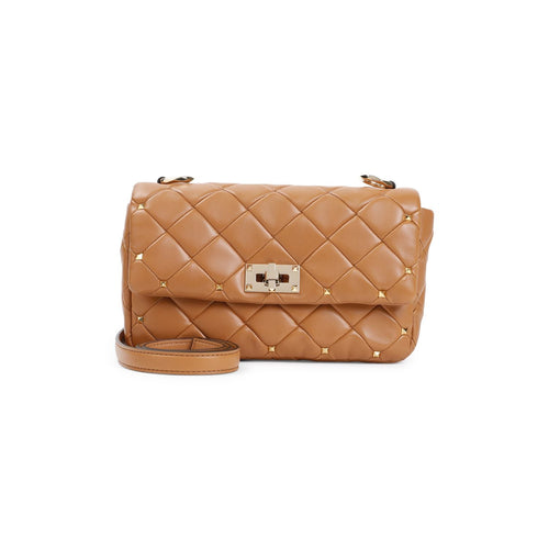 Women's Rockstud Spike Small Shoulder Bag in Nude & Neutrals | Size UNICA | 5W2B0Q04IGX