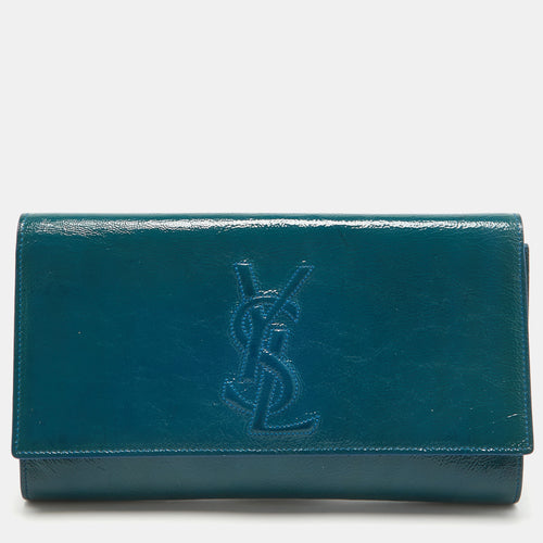 Teal Patent Leather Belle De Jour Flap Clutch