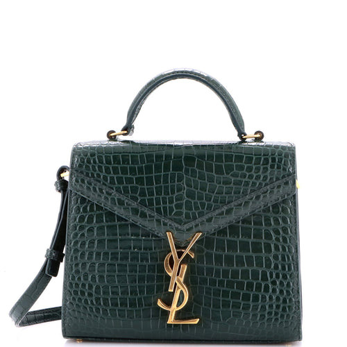 Cassandra Top Handle Bag Crocodile Embossed Leather Mini