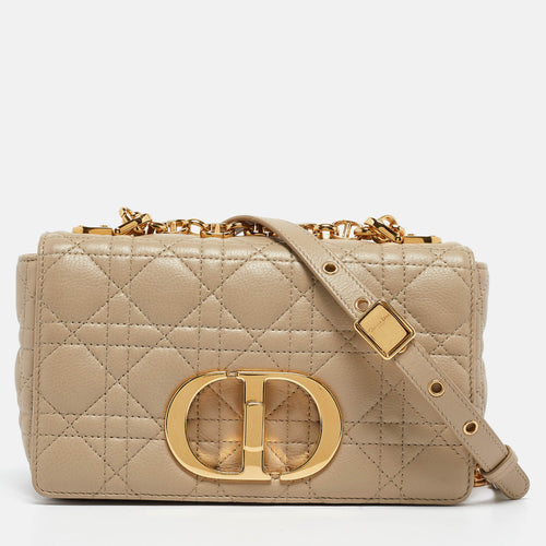 Light Beige Cannage Leather Small Caro Shoulder Bag