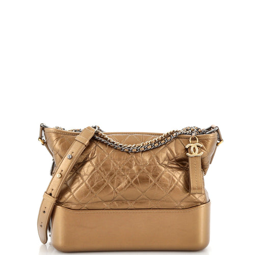 CHANEL Gabrielle Hobo Quilted Metallic Aged Calfskin Medium