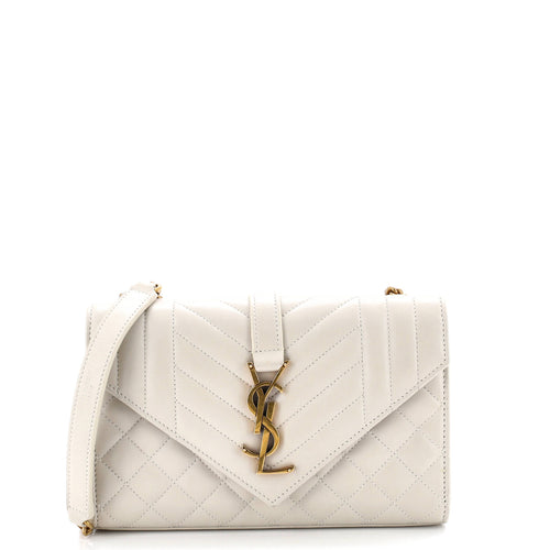 Classic Monogram Envelope Satchel Matelasse Chevron Leather Small