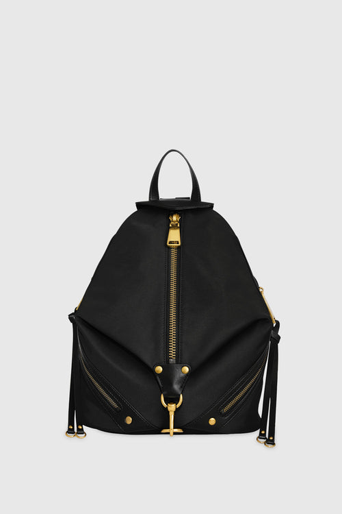 Nylon Medium Zip Julian Backpack Bag In Black