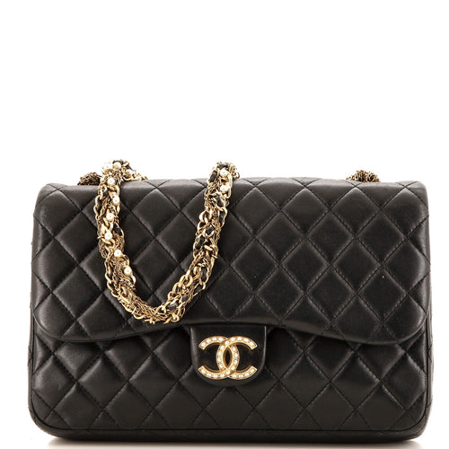 CHANEL Westminster Tangled Pearl Chain Flap Bag Quilted Lambskin Medium