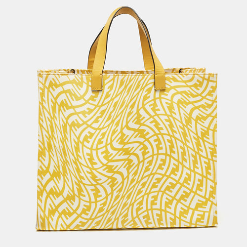 x Sarah Coleman Yellow FF Vertigo Canvas and Leather Shopper Tote