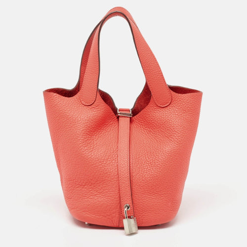 Rose Jaipur Taurillon Clemence Leather Picotin Lock 18 Bag