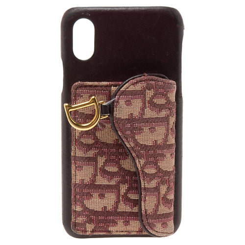 Burgundy Oblique Jacquard Canvas and Leather iPhone X Case