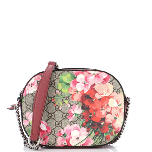 GUCCI Chain Crossbody Bag Blooms Print GG Coated Canvas Mini