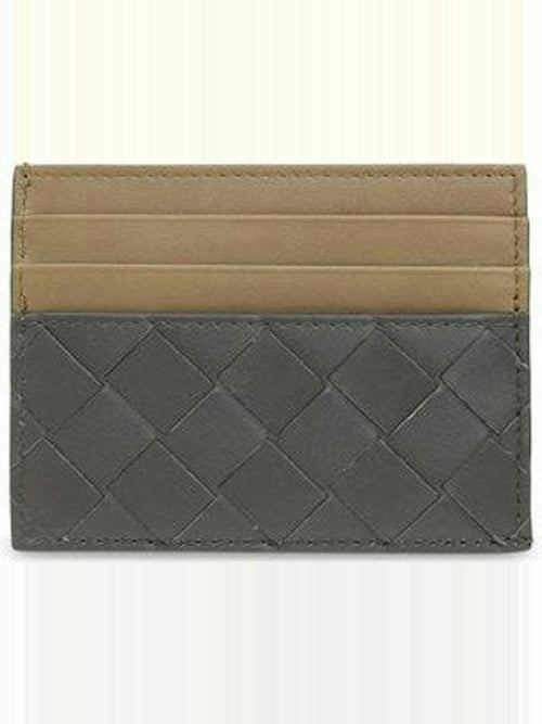 Men's Intrecciato Leather Card Holder in Grey | Size UNICA | 749449VCPQ5