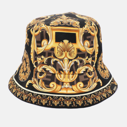 X Versace Multicolor FF Baroque Print Silk Bucket Hat