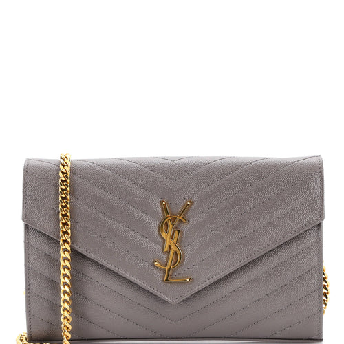 Classic Monogram Wallet on Chain Matelasse Chevron Leather Medium