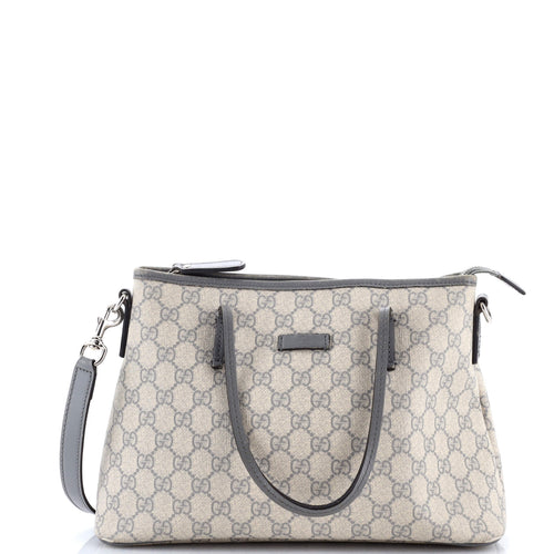 GUCCI Convertible Zip Tote GG Coated Canvas with Leather Medium