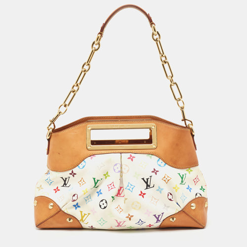 White Monogram Multicolore Canvas Judy MM Bag
