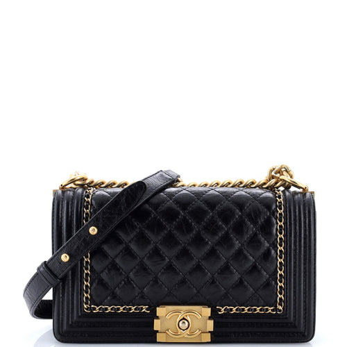 CHANEL Jacket Boy Flap Bag Quilted Aged Calfskin Old Medium