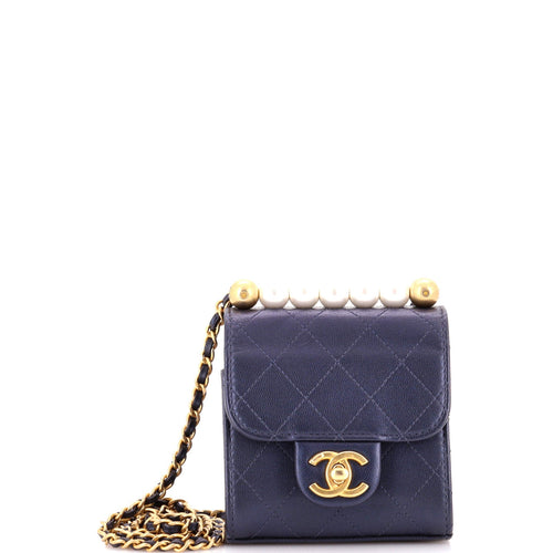 CHANEL Chic Pearls Flap Clutch with Chain Quilted Goatskin Mini