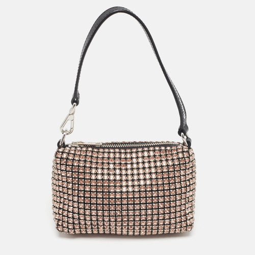 Pink/Black Crystals and Leather Heiress Pochette Bag