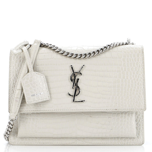 Sunset Crossbody Bag Crocodile Embossed Leather Medium