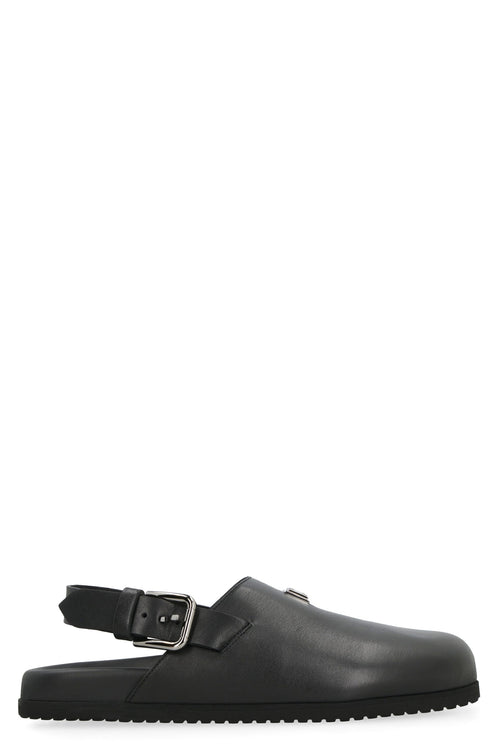 Men's Leather Mules in Black | Size 43 | A80402AQ765 Color 80999