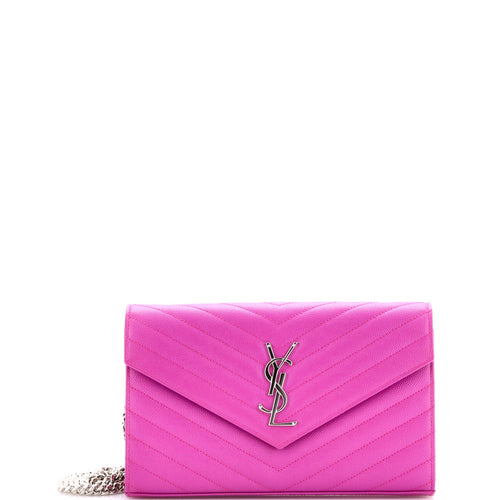 Classic Monogram Wallet on Chain Matelasse Chevron Leather Medium