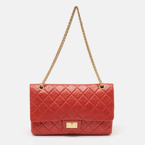 Red Quilted Aged Leather Reissue 2.55 Classic 227 Flap Bag