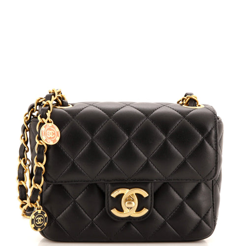 CHANEL Casino Royale Charms Square Flap Bag Quilted Lambskin with Enamel Mini