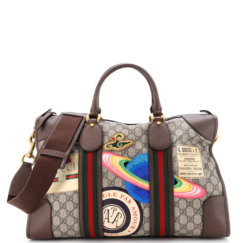 GUCCI Courrier Carry On Convertible Duffle GG Coated Canvas with Applique Small